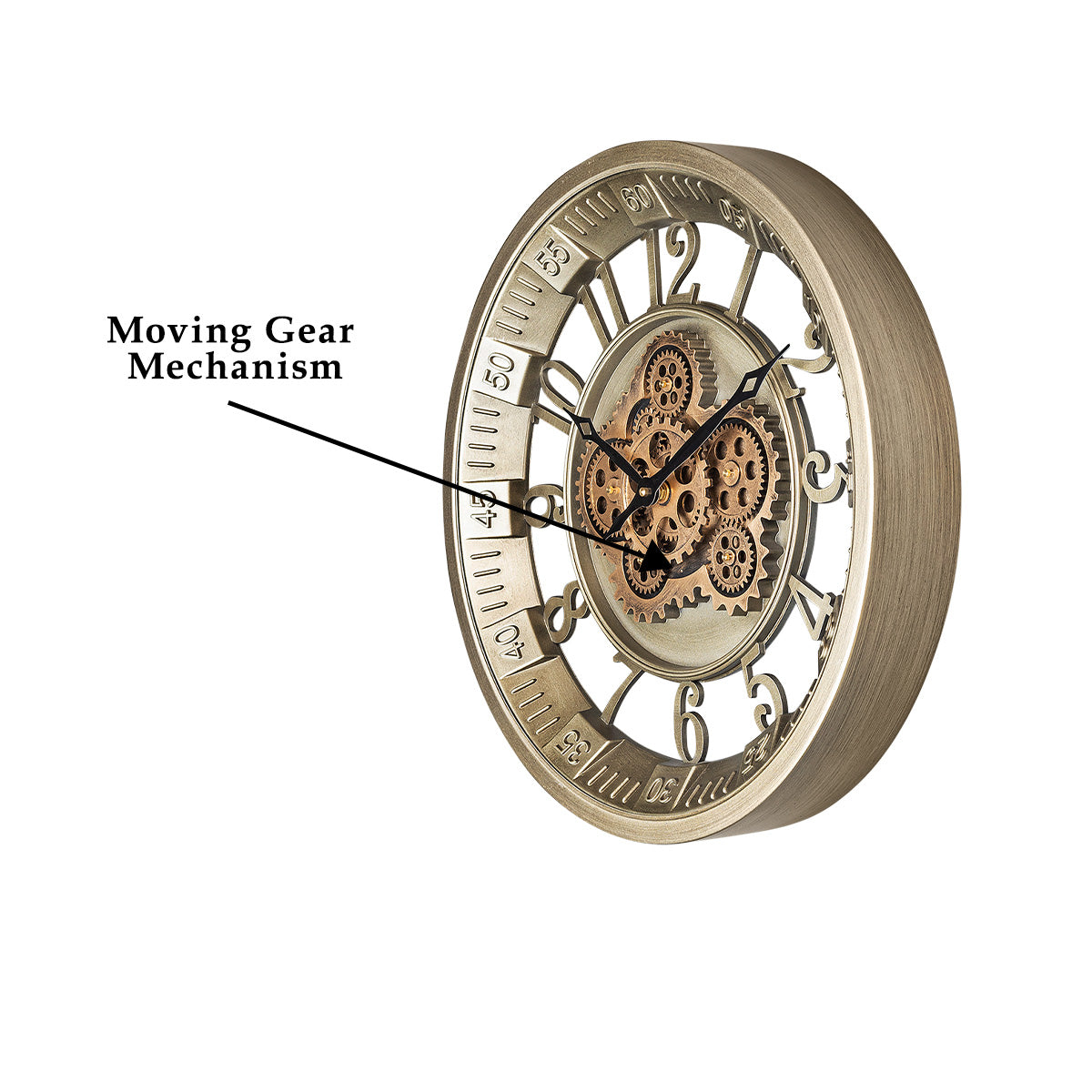Epoch Elegance Designer Wall Clock With Moving Gear Mechanism