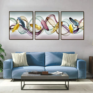 Oceanic Blues Framed Canvas Wall Painting Set of 3