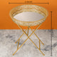 Golden Aura Circular Metal Serving Tray & Side Table
