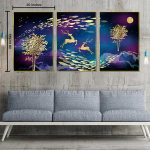 Mystical Moonlight Set of 3 Framed Canvas Wall Art