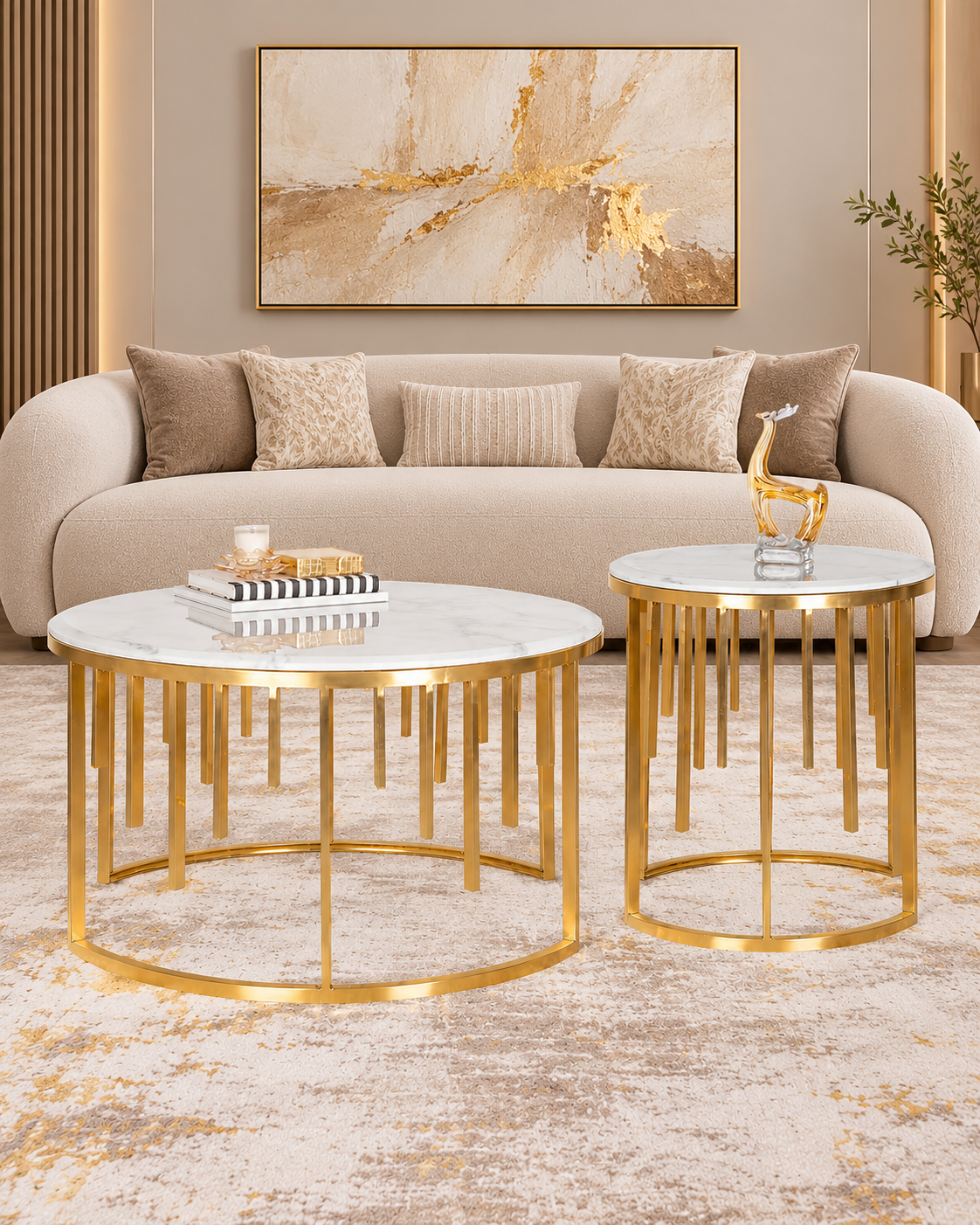 Golden Quasar Accent table - Set of 2 (Stainless Steel)