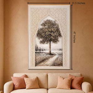 Pathway to Calm Hand painting painting for home Wall (With Outer Floater Frame) (47x31.5 Inches)