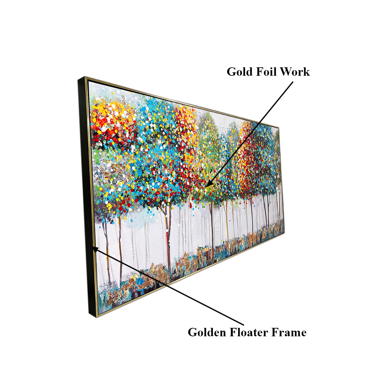 The Mystery Forest  100% Hand Painted Wall Painting (With outer Floater Frame)
