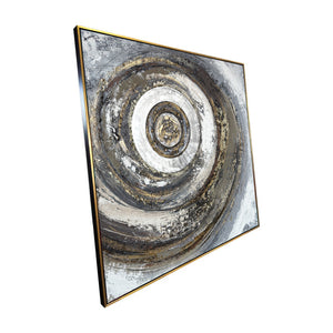Cosmic Spiral Hand Wall Painting and Item for Wall Decoration (Comes With an Outer Floater Frame) (40x40 Inches)