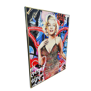 Marilyn's Glamorous Glow Hand painting painting for home Wall (With Outer Floater Frame) (47x35.5 Inches)