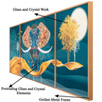 The Udaipur Elephant Crystal Glass Painting Forest - Set of 3