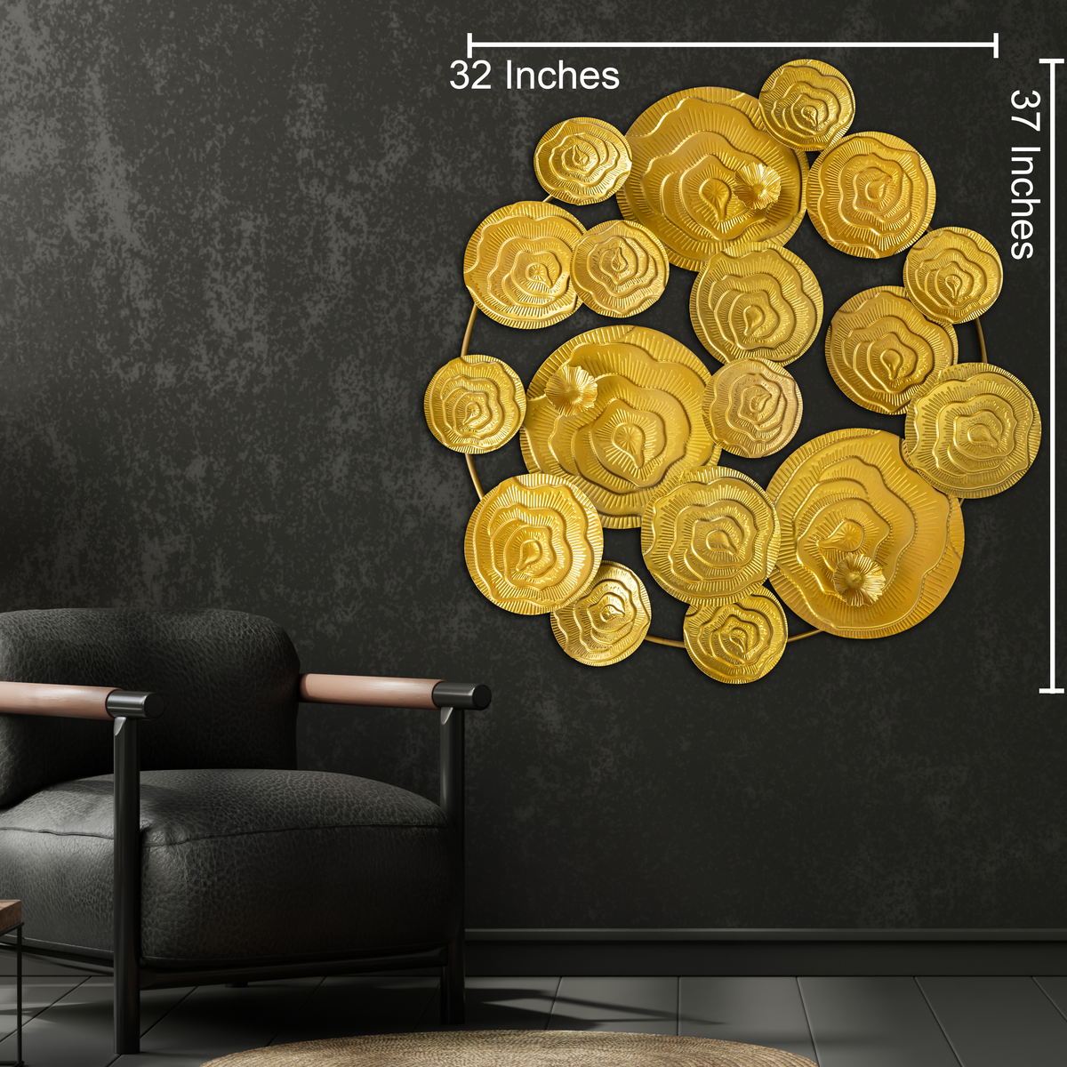 Muscat Circular Discs Metal Wall Art - Gold