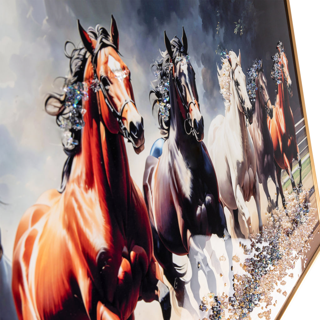 Triumph of The Seven Running Horse Crystal Glass Wall painting Bedroom