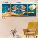 The Udaipur Elephant Crystal Glass Painting Forest - Set of 3