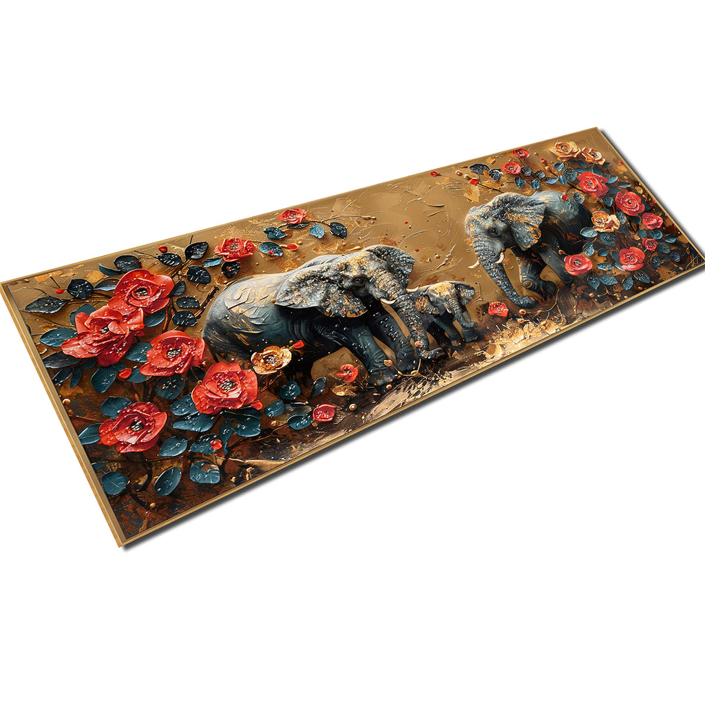 Elephant Garden Crystal Glass Decorative Wall painting Art