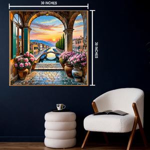 Blooming Sunset Pathway Canvas Wall Art Print