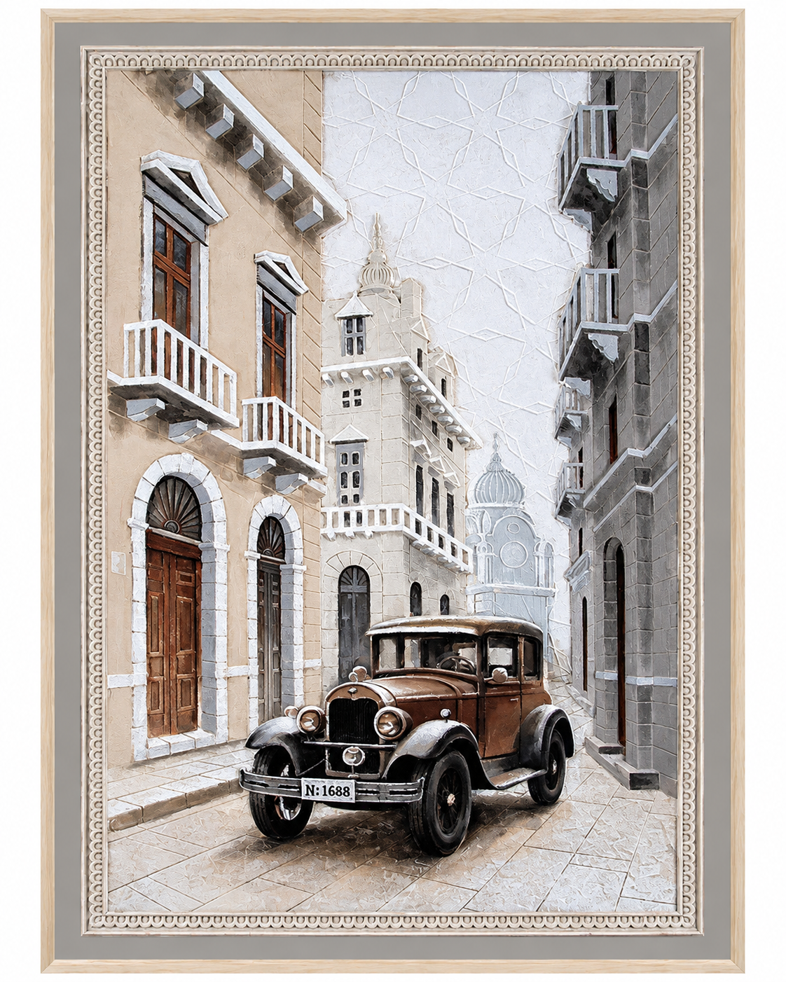 Classic City Drive Hand painting for Home & Wall Decoration Item (With Outer Floater Frame) (47x31.5 Inches)