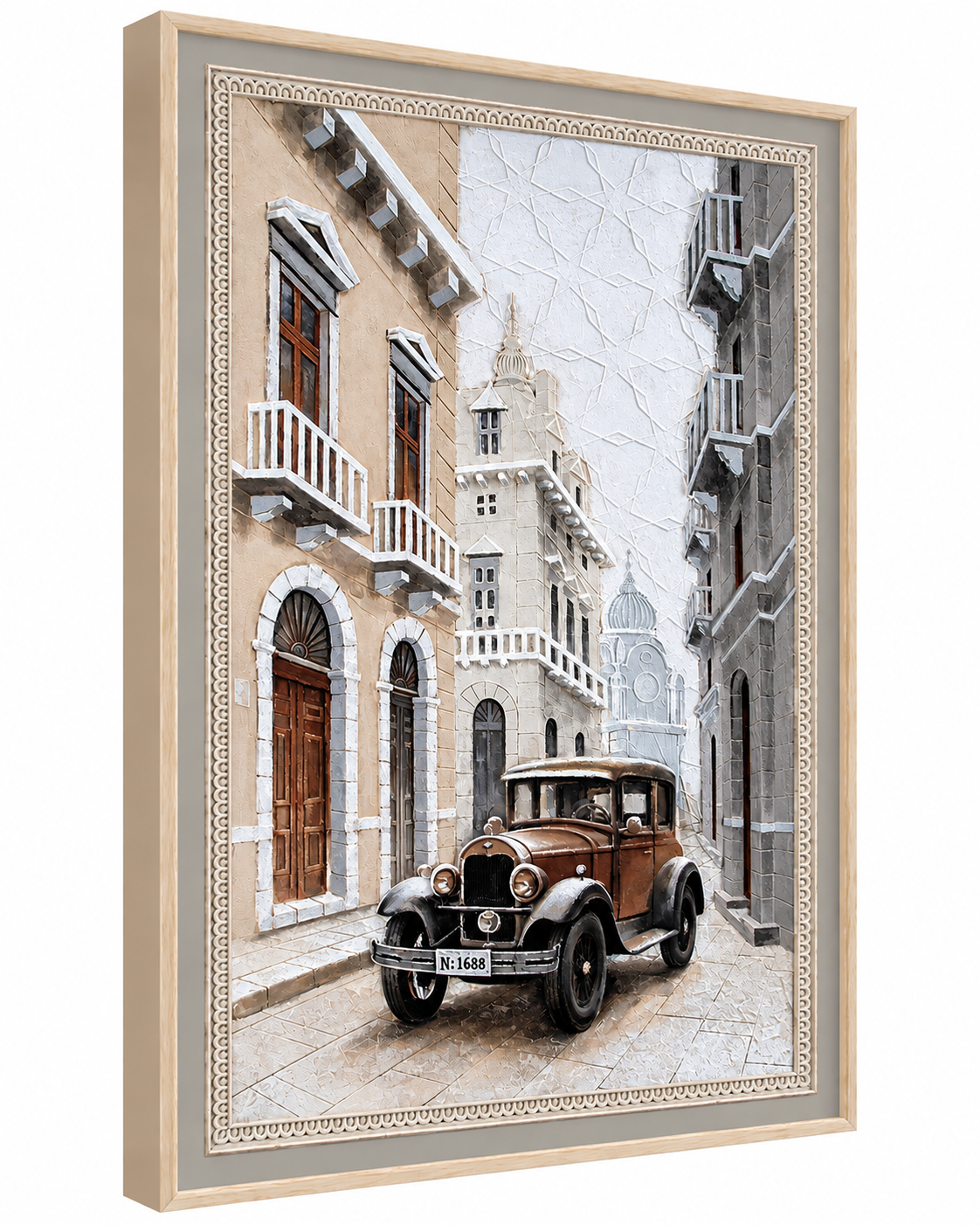 Classic City Drive Hand painting for Home & Wall Decoration Item (With Outer Floater Frame) (47x31.5 Inches)