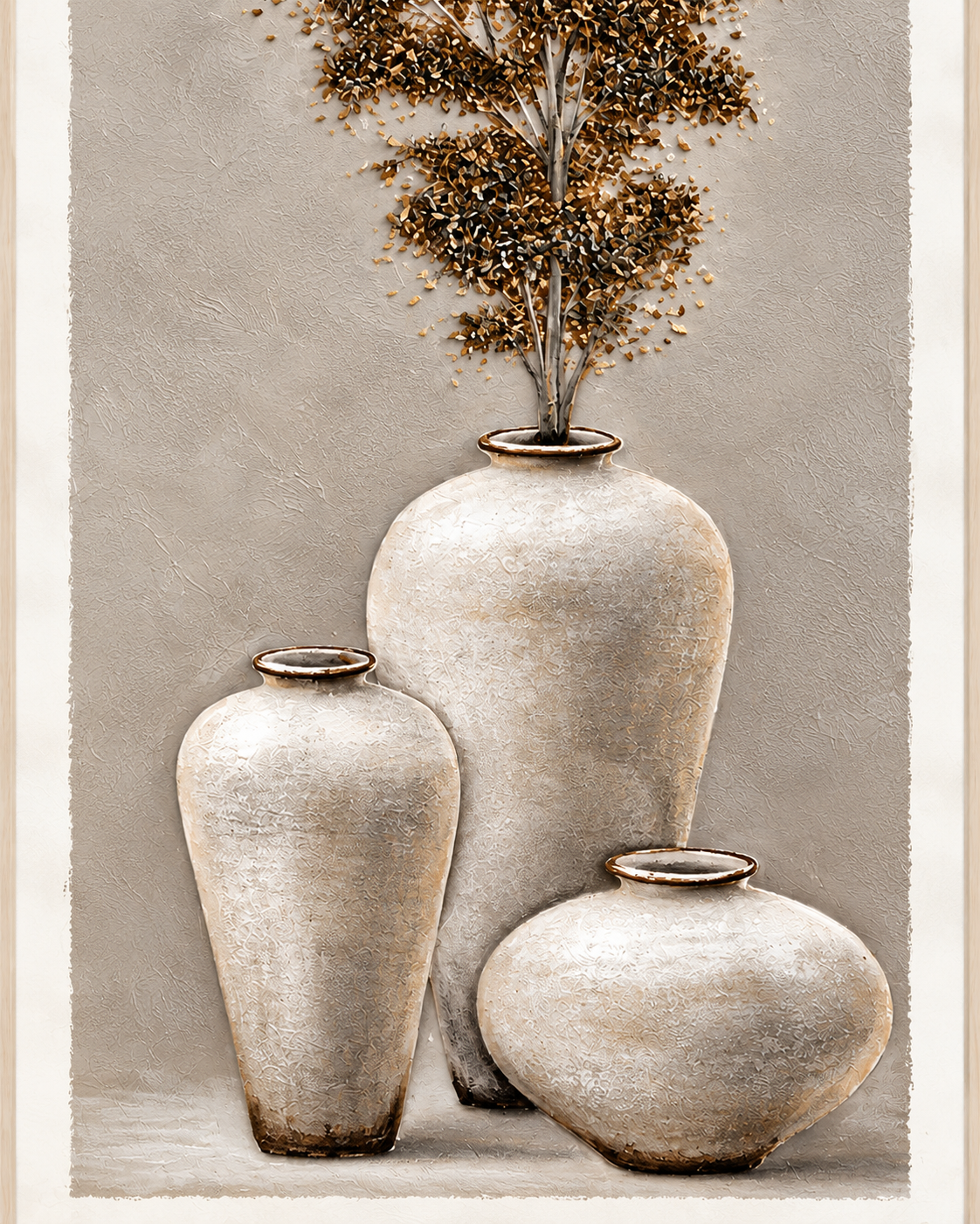 Botanical Elegance Hand painting for Home & Wall Decoration Item (With Outer Floater Frame) (47x31.5 Inches)