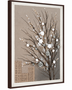 Blooming Skyline Hand painting for Home Wall (With Outer Floater Frame) (47x31.5 Inches)