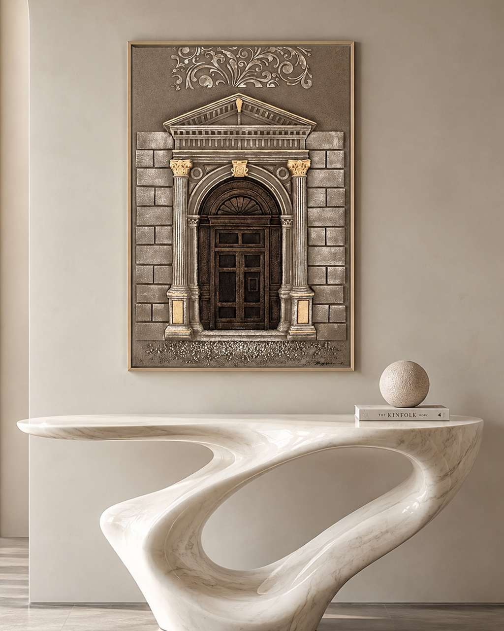 Timeless Entrance Hand painting for Home & Wall Decoration Item (With Outer Floater Frame) (47x31.5 Inches)