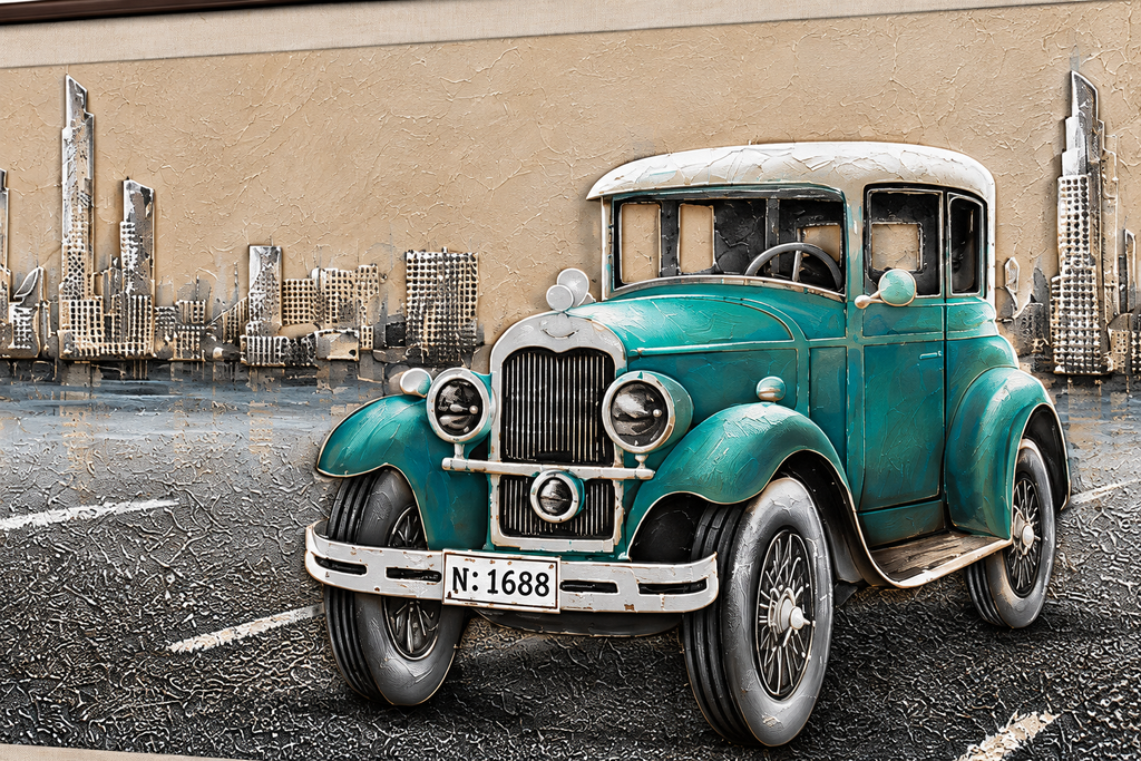 Classic Wheels Hand Painted Decorative Wall Paintings for Living Room