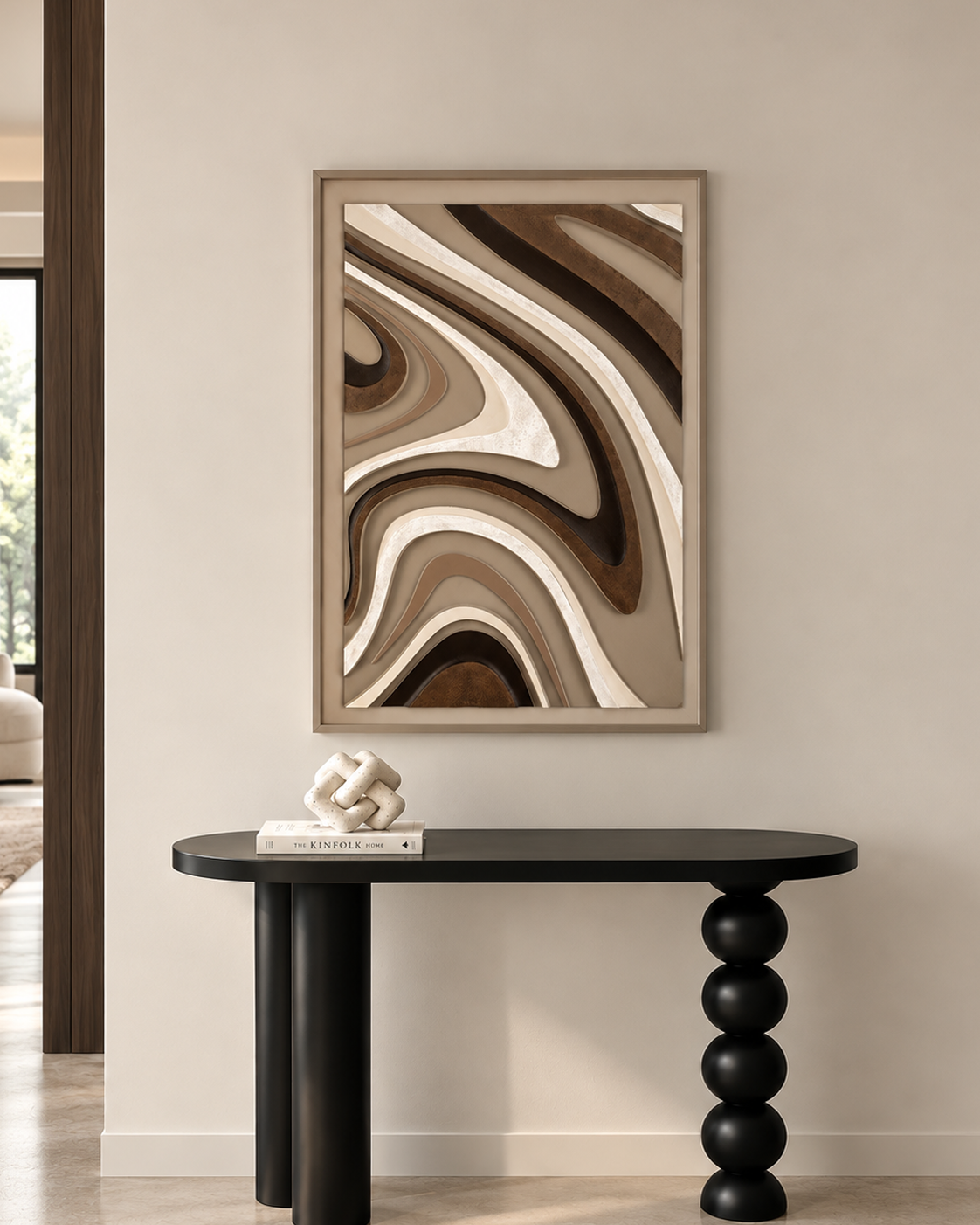 Earthbound Flow Hand painting for Home Wall (With Outer Floater Frame) (47x31.5 Inches)