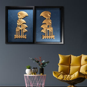 Gilded Flora and Fauna Shadow Box Wall Decoration Piece - Pair