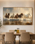 Seven Horses of the Golden Shore Embossed Wall Painting for Home & Item for Wall Decoration ( 47 x 23.5 Inches )