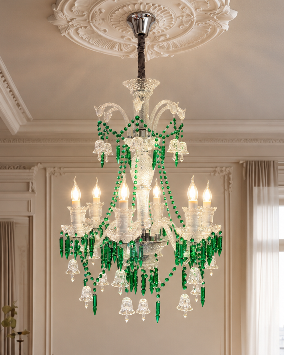 Celestia Grandeur Chandelier for Home & item for Home Decoration - Green