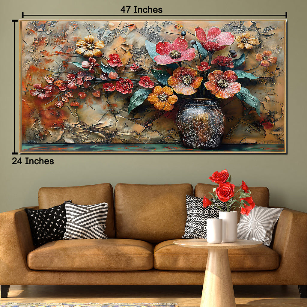 Bouquet in Vase Crystal Glass Art Wall Painting For Home Décor