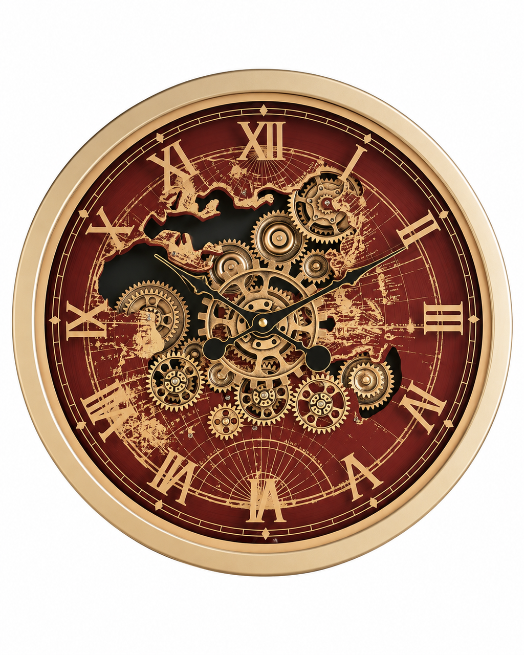 Worldline Timepiece Luxury Designer Silent Movement Wall Clock For Living Room With Moving Gear Mechanism Buy Wall Clock Online - Medium (Wine Red) (Brushing Luxury Watch Dial Collection)