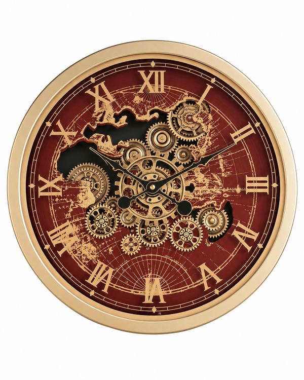 Worldline Timepiece Luxury Designer Silent Movement Wall Clock For Living Room With Moving Gear Mechanism Buy Wall Clock Online - Big (Wine Red) (Brushing Luxury Watch Dial Collection)
