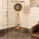 Moon Phase Tripod Base Luxury Designer Floor Clock With Moving Gear Mechanism - (Ribbed) (Gold) (Steel Body)