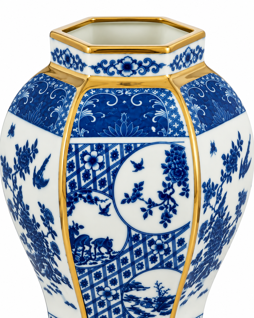 Bird Garden Lidded Decorative Vase & Showpiece for Home & Item for Home Decoration (Blue Pottery)