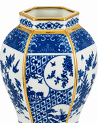 Bird Garden Lidded Decorative Vase & Showpiece for Home & Item for Home Decoration (Blue Pottery)