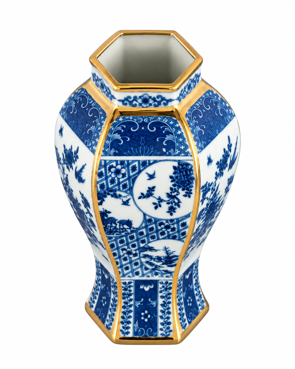 Bird Garden Lidded Decorative Vase & Showpiece for Home & Item for Home Decoration (Blue Pottery)