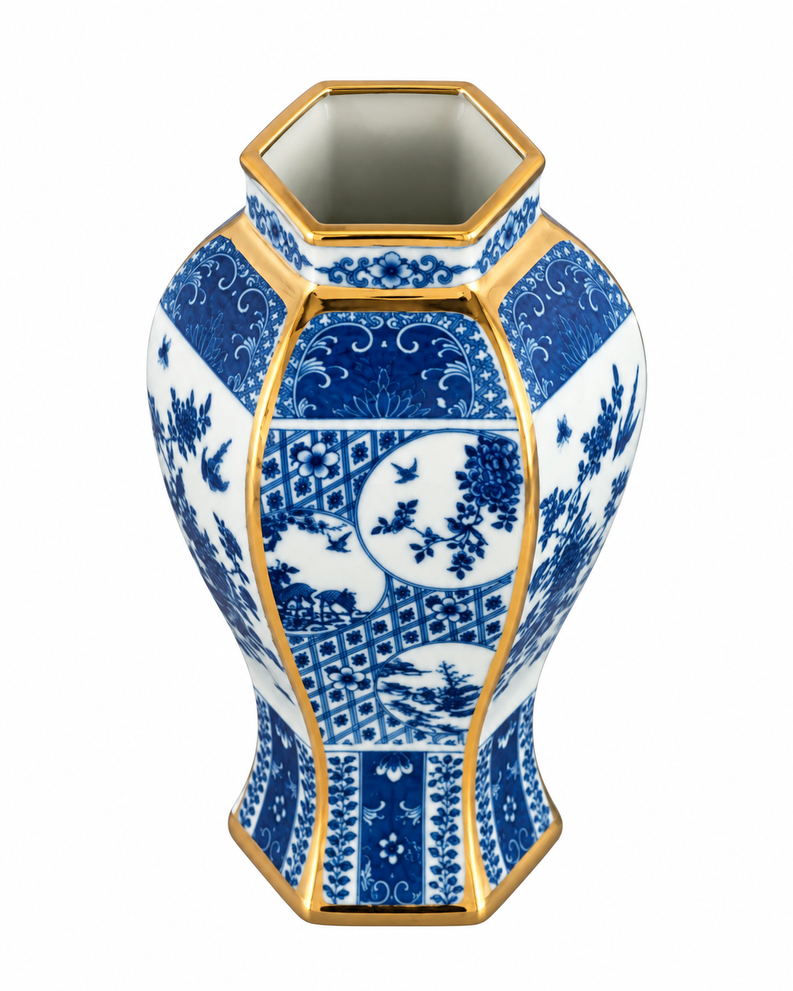 Bird Garden Lidded Decorative Vase & Showpiece for Home & Item for Home Decoration (Blue Pottery)