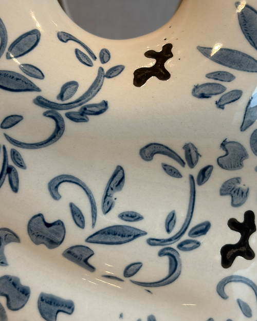 Vintage Blossom Decorative Vase For Home & Item for Home Decoration (Blue Pottery ) - Medium