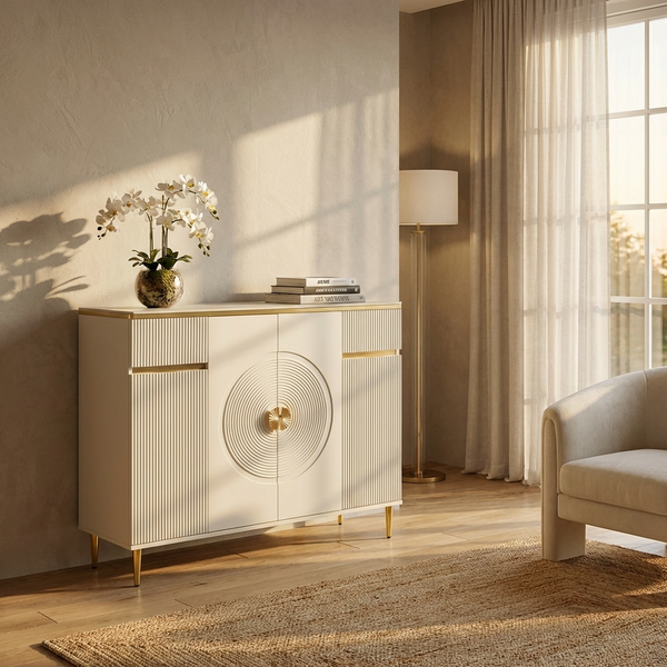 Snow Vortex Wooden Storage Cabinet and Console Table For Home & Crockery Storage Cabinet / Crockery Unit