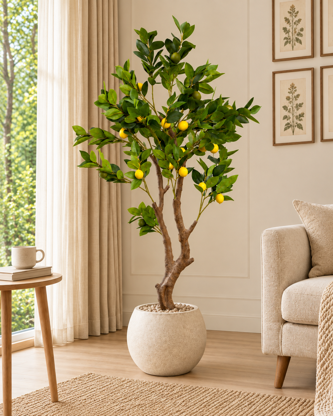 Mediterranean Lemon Artificial Indoor Plant For Home ( 4.6 Feet ) (Natural Feel)
