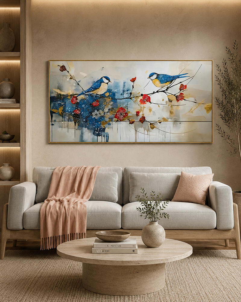 Birdsong Bliss Crystal Glass Decorative Wall painting Art