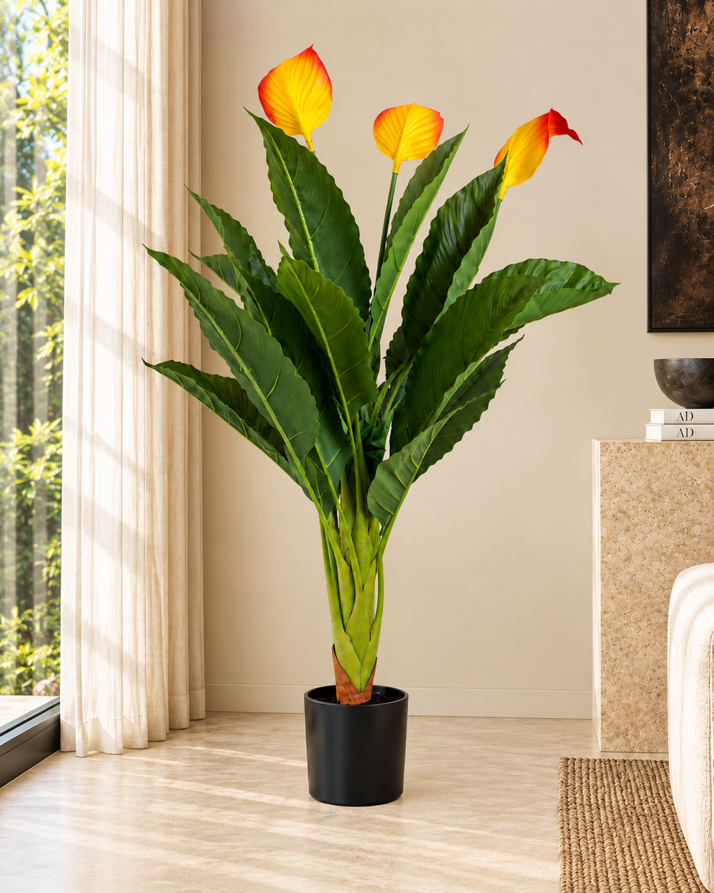 Tropical Peace Lily Artificial Indoor Plant For Home ( 3.6 Feet ) (Natural Feel)