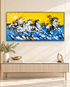 Horses of Freedom 100% Hand Painted Wall Painting (With Golden Outer Floater Frame frame) (27.5x55 Inches)