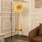 Timeless Tradition Tripod Base Luxury Designer Silent Movement Floor Clock With Moving Gear Mechanism (Steel Body) (With Light & Remote)