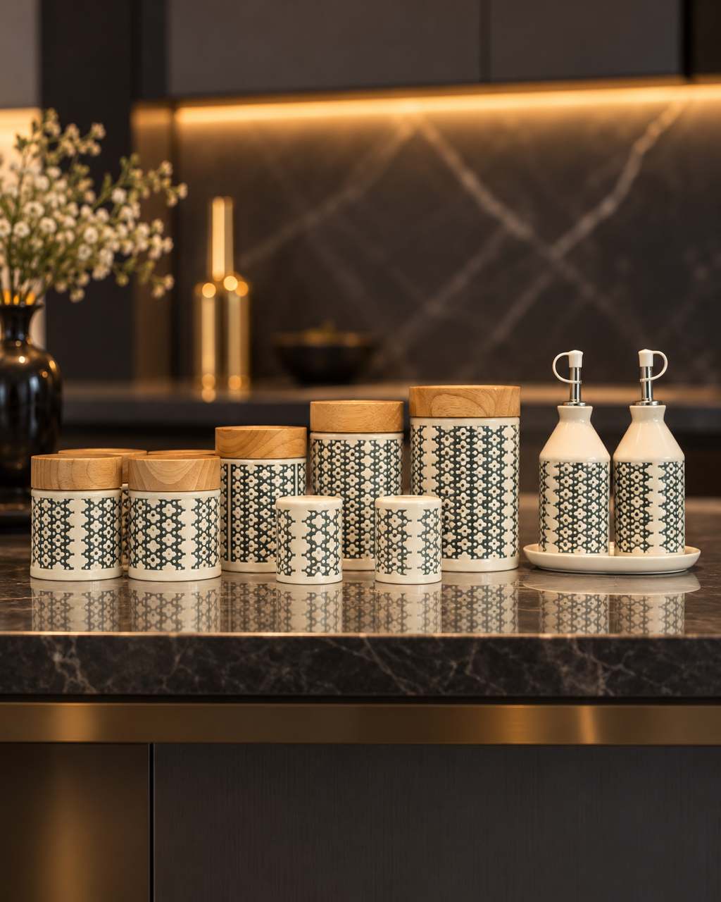 Heritage Grid Container Set For Kitchen Storage