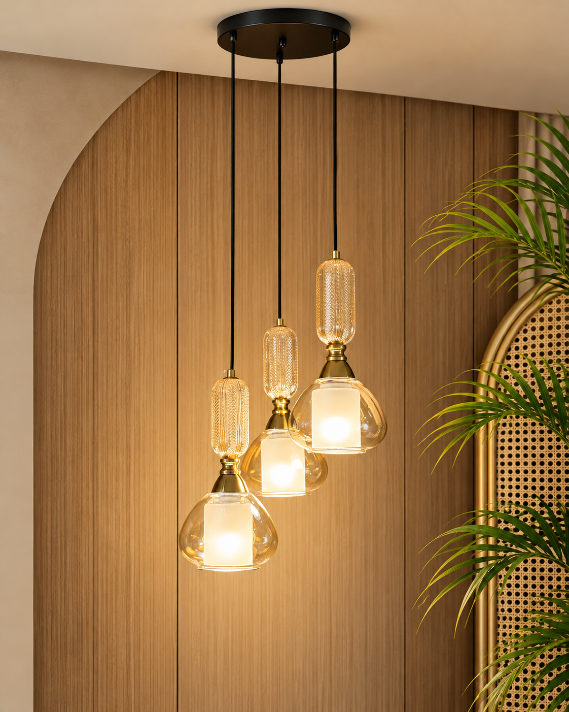 Evoria Luxe Ceiling Light For Living Room & Item for Home Decoration - Set of 3 Pendant