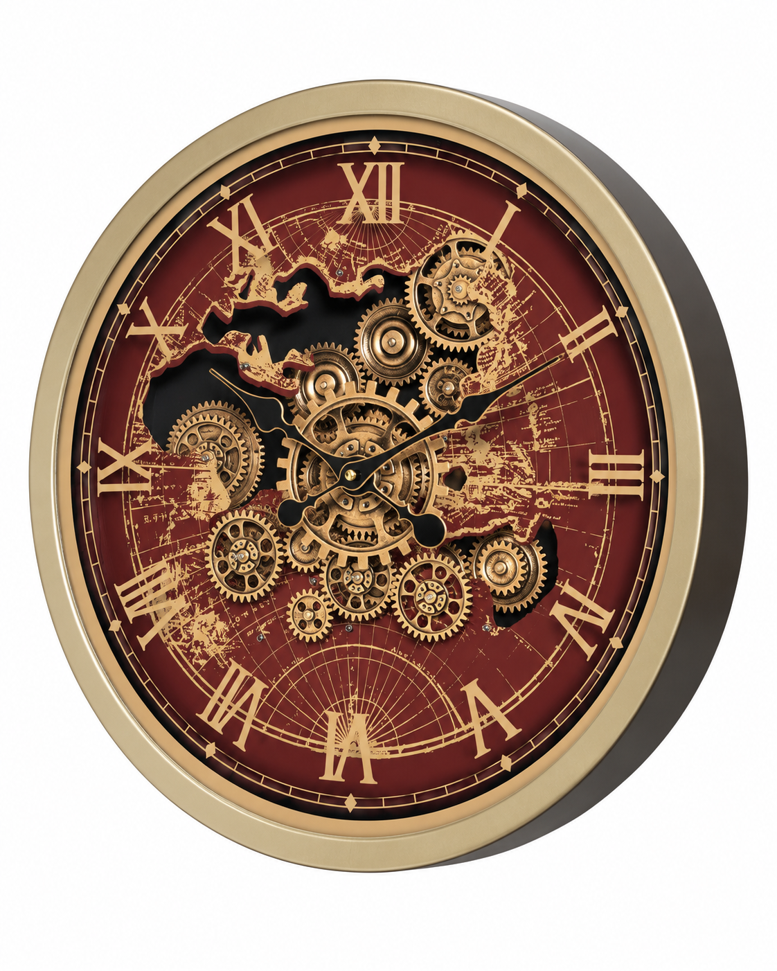 Worldline Timepiece Luxury Designer Silent Movement Wall Clock For Living Room With Moving Gear Mechanism Buy Wall Clock Online - Medium (Wine Red) (Brushing Luxury Watch Dial Collection)