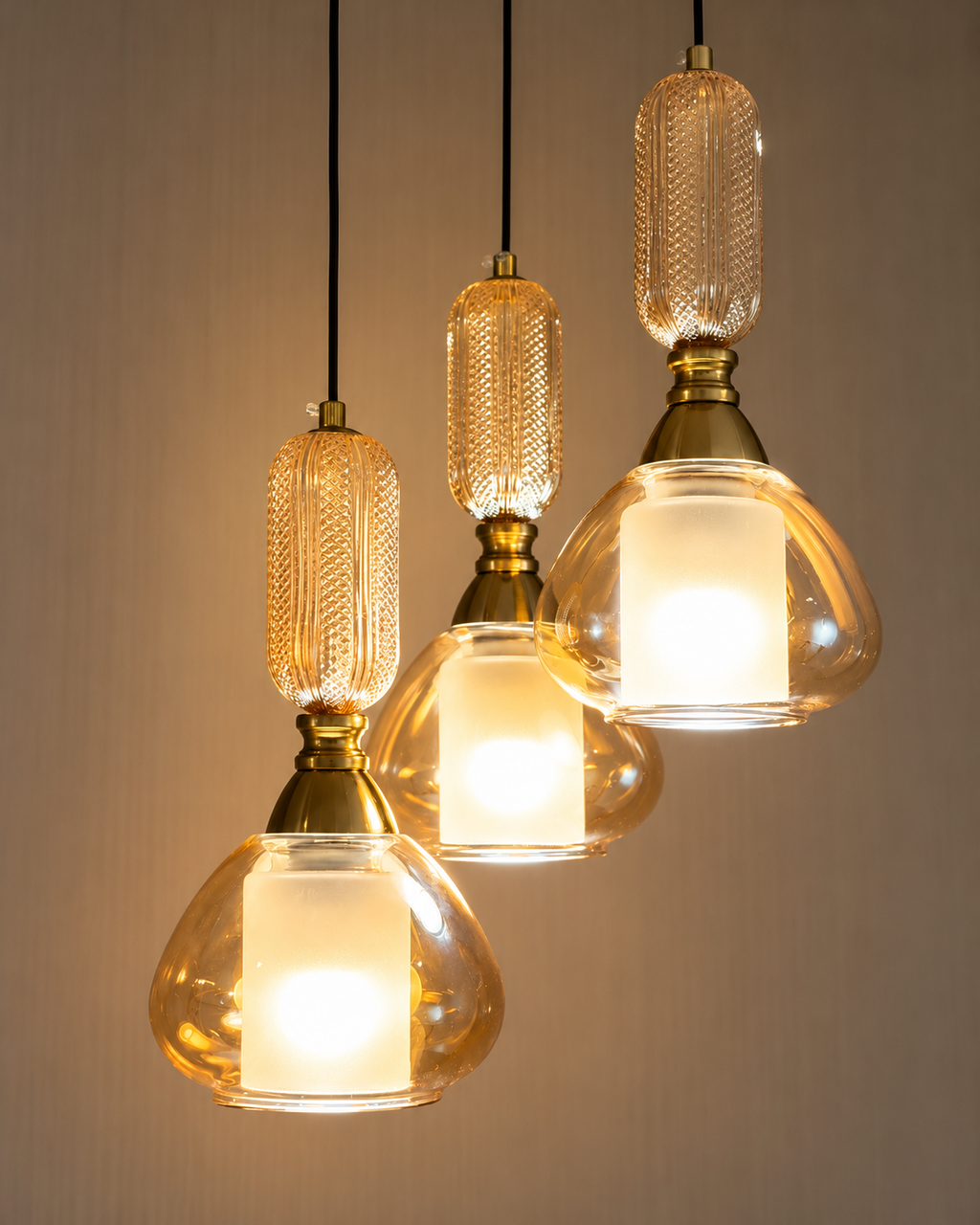 Evoria Luxe Ceiling Light For Living Room & Item for Home Decoration - Set of 3 Pendant