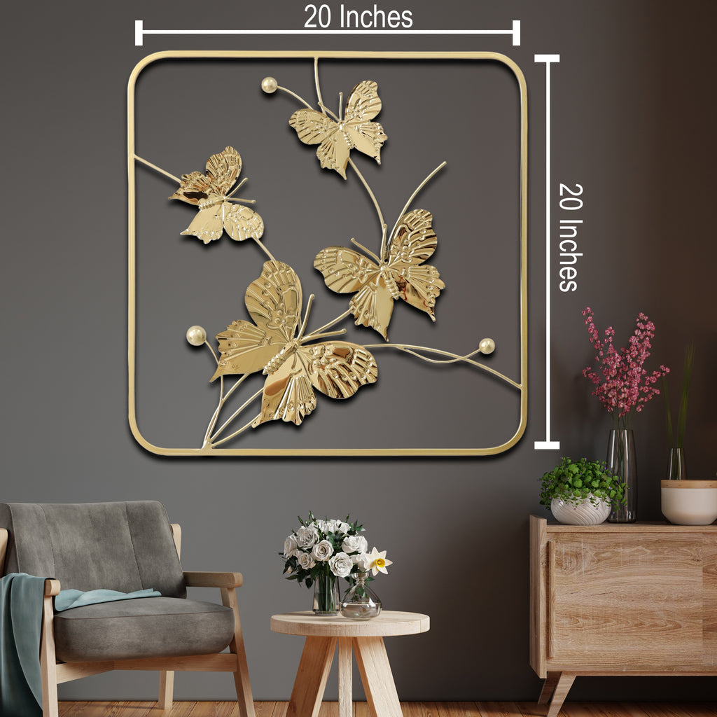 Golden Butterfly Wall Decoration Metal Art