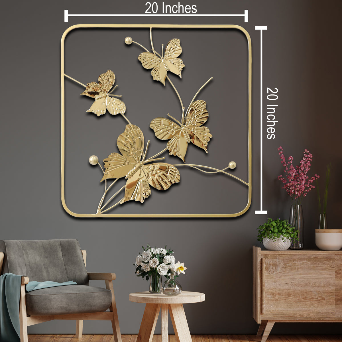 Golden Butterfly Wall Decoration Metal Art