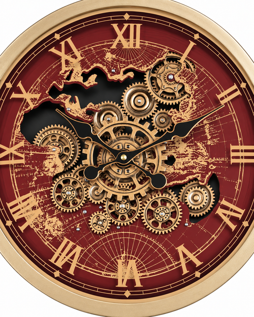 Worldline Timepiece Luxury Designer Silent Movement Wall Clock For Living Room With Moving Gear Mechanism Buy Wall Clock Online - Medium (Wine Red) (Brushing Luxury Watch Dial Collection)