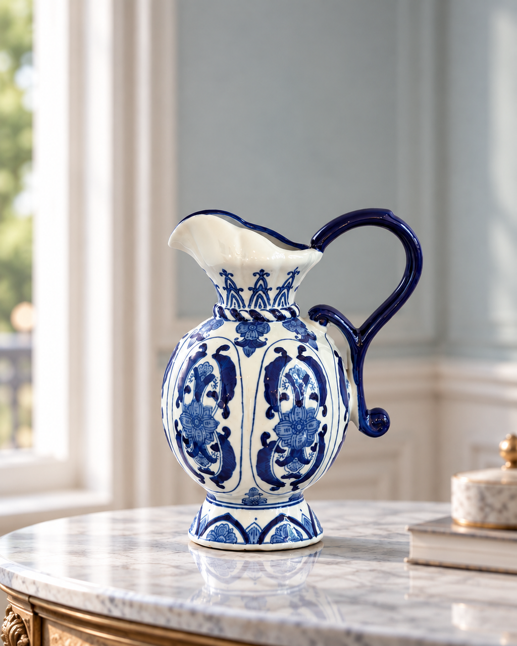Floral Embrace Decorative Vase & Showpiece for Home & Item for Home Decoration (Blue Pottery)