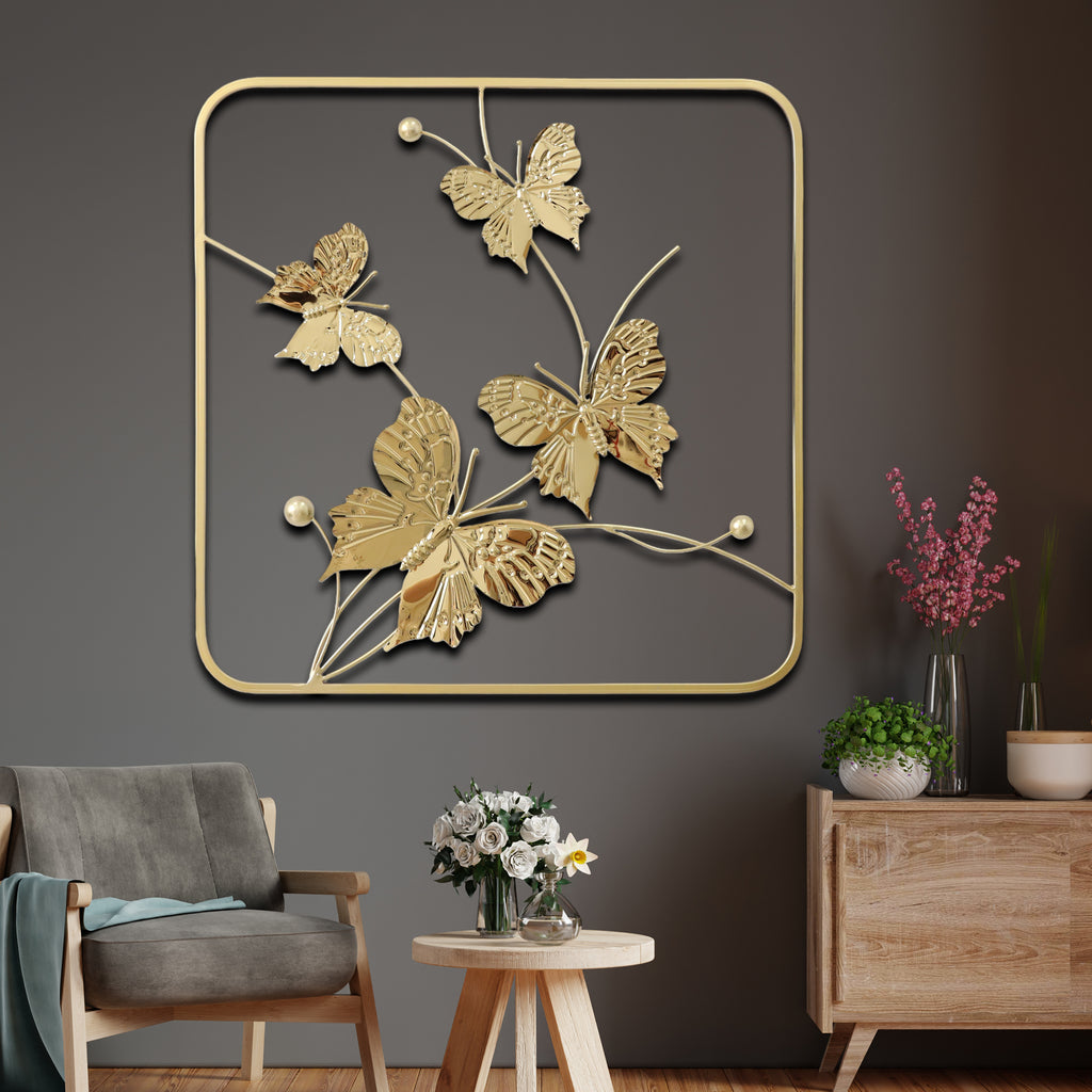Golden Butterfly Wall Decoration Metal Art