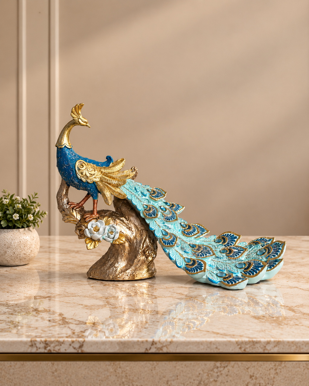 Jewel Feather Peacock Home Decoration Showpiece & Items for Room Decoration